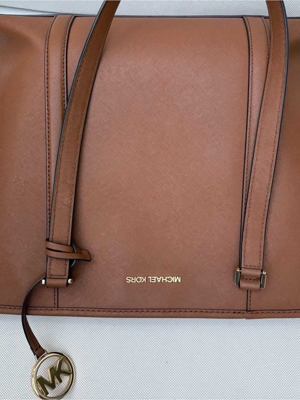 Michael Kors Chestnut Saffiano Tote with Gold Logo Charm - Picture 7 of 13